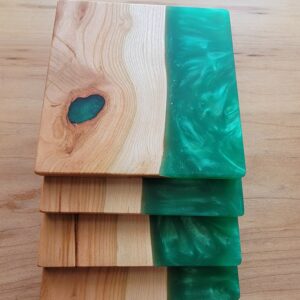 Cherry and epoxy coasters
